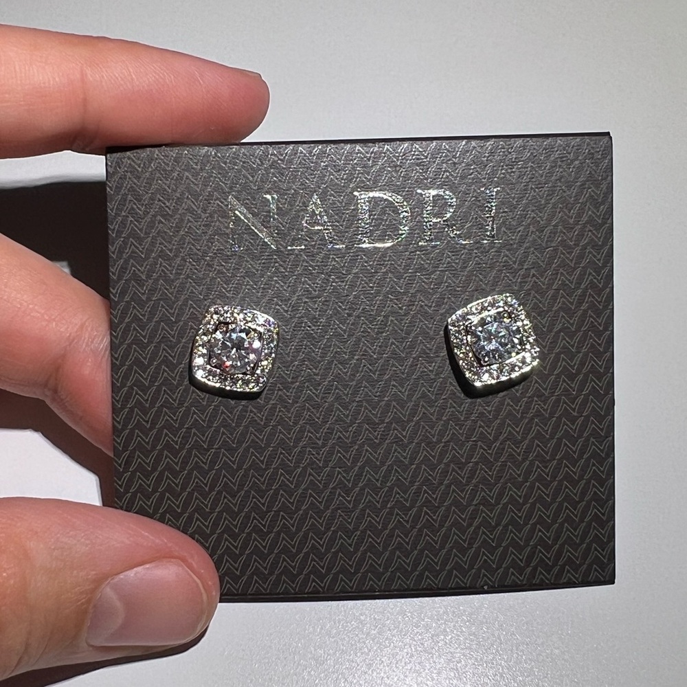 Nadri Sparkling Silver Cushion Earrings